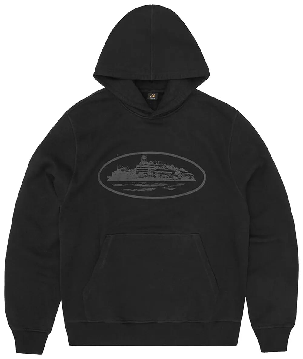 Corteiz Hoodie Alcatraz Triple Black – Flip Supply