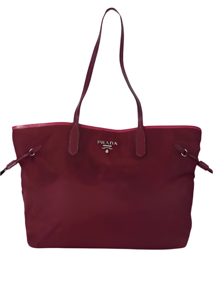 Prada Tessuto Saffiano Burgundy Tote Bag (Preloved)