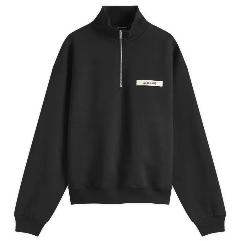 Jacquemus Quarter Zip Gros Grain Black