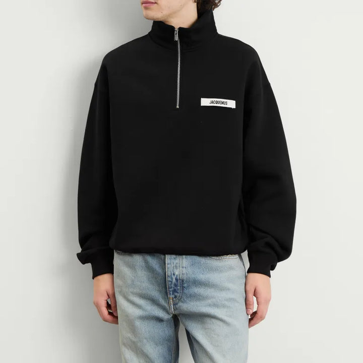 Jacquemus Quarter Zip Gros Grain Black