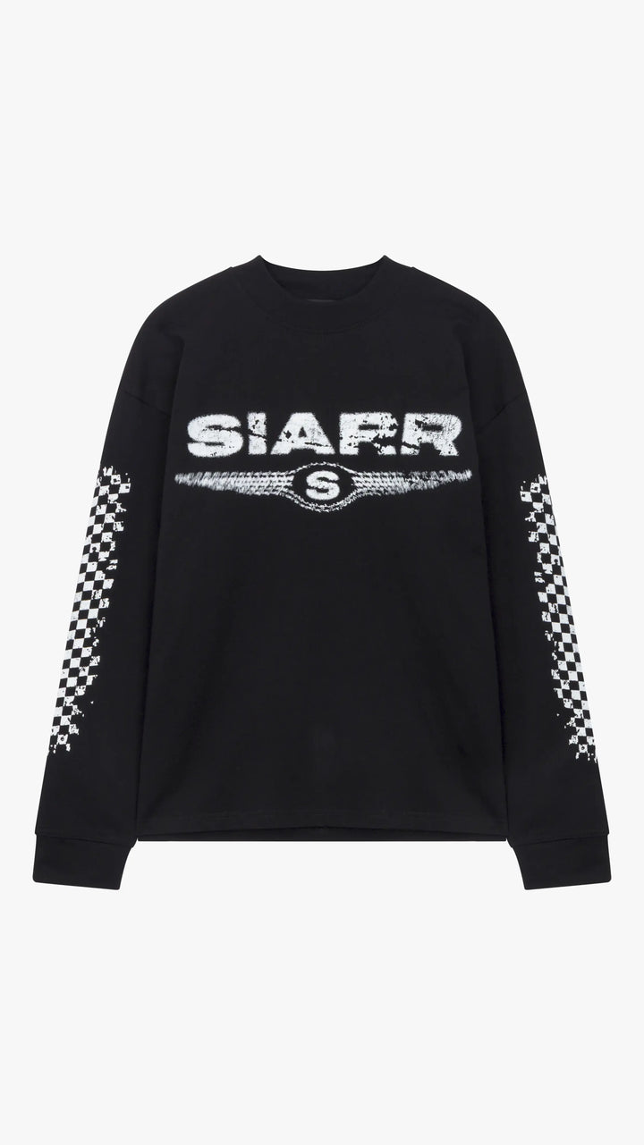 SIARR Chequered Long Sleeve T Shirt Black