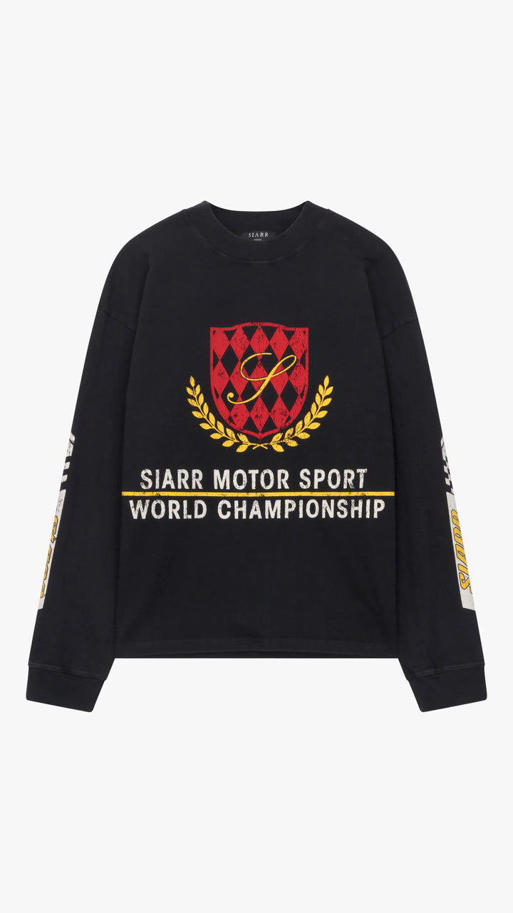 SIARR Motor Sport Long Sleeve T Shirt Washed Black
