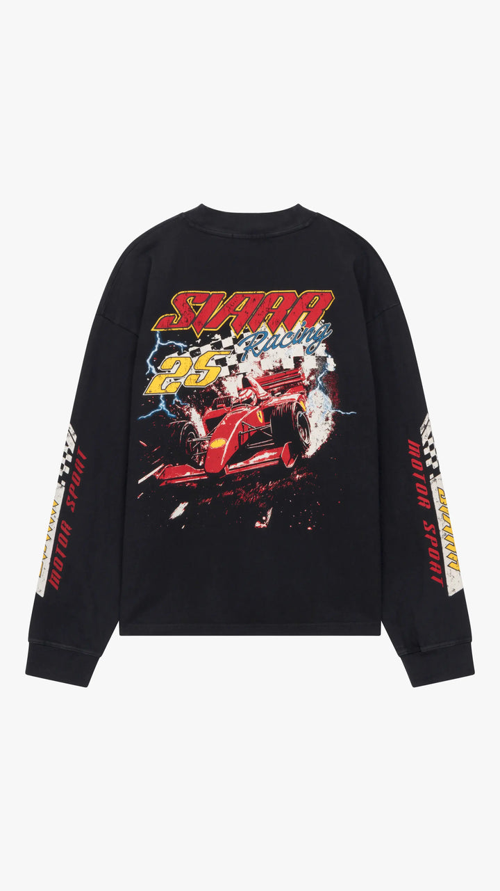 SIARR Motor Sport Long Sleeve T Shirt Washed Black