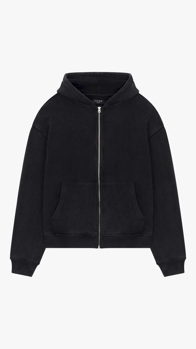 SIARR Washed Zip Through Hoodie Washed Back
