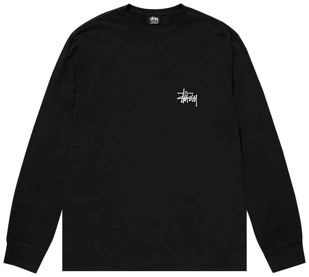 Stussy T Shirt Longsleeve Basics Pigment Dyed Black