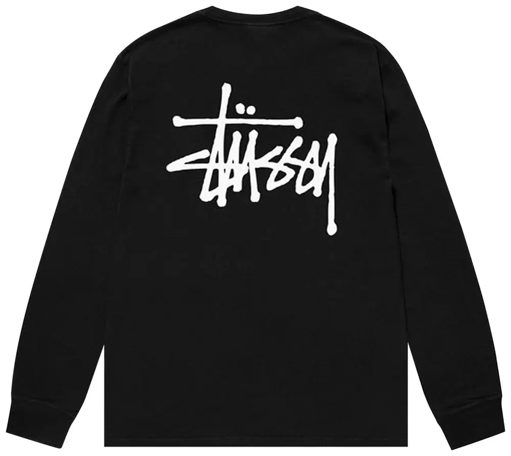 Stussy T Shirt Longsleeve Basics Pigment Dyed Black