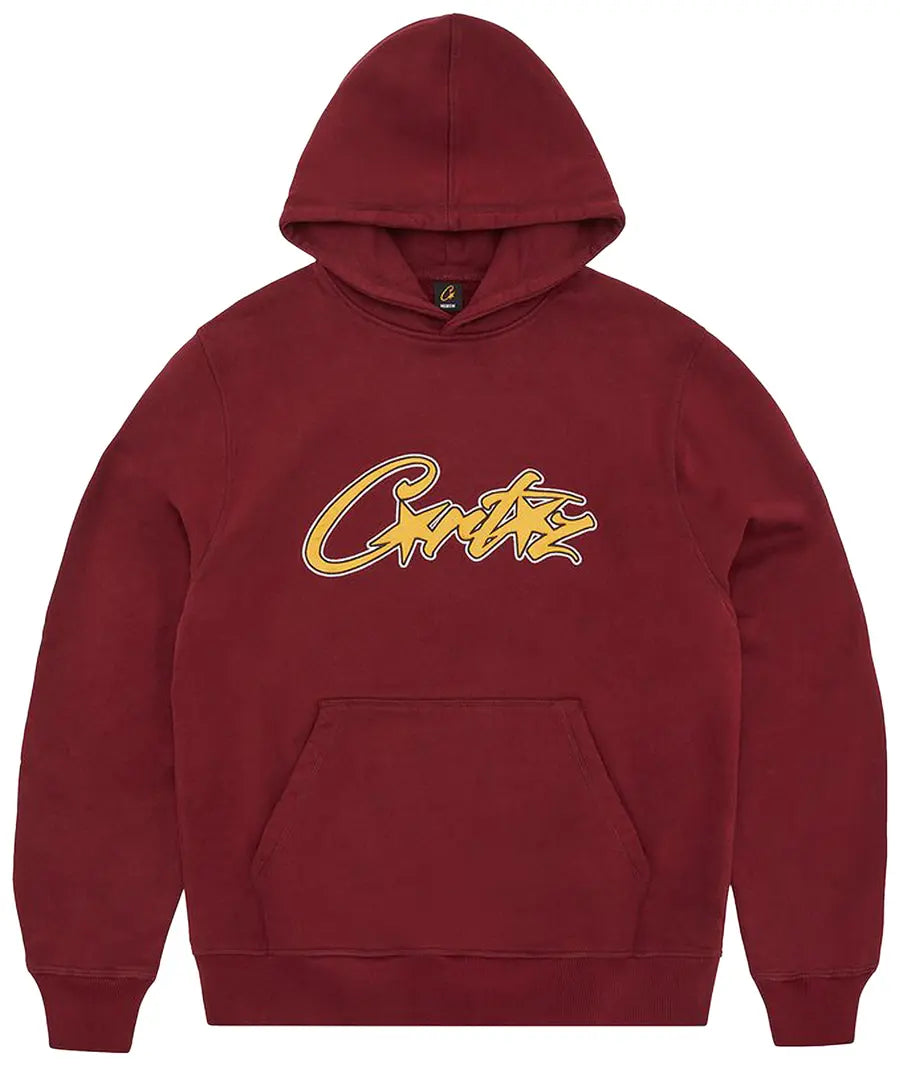Corteiz Hoodie AllStarz Satin Applique Maroon