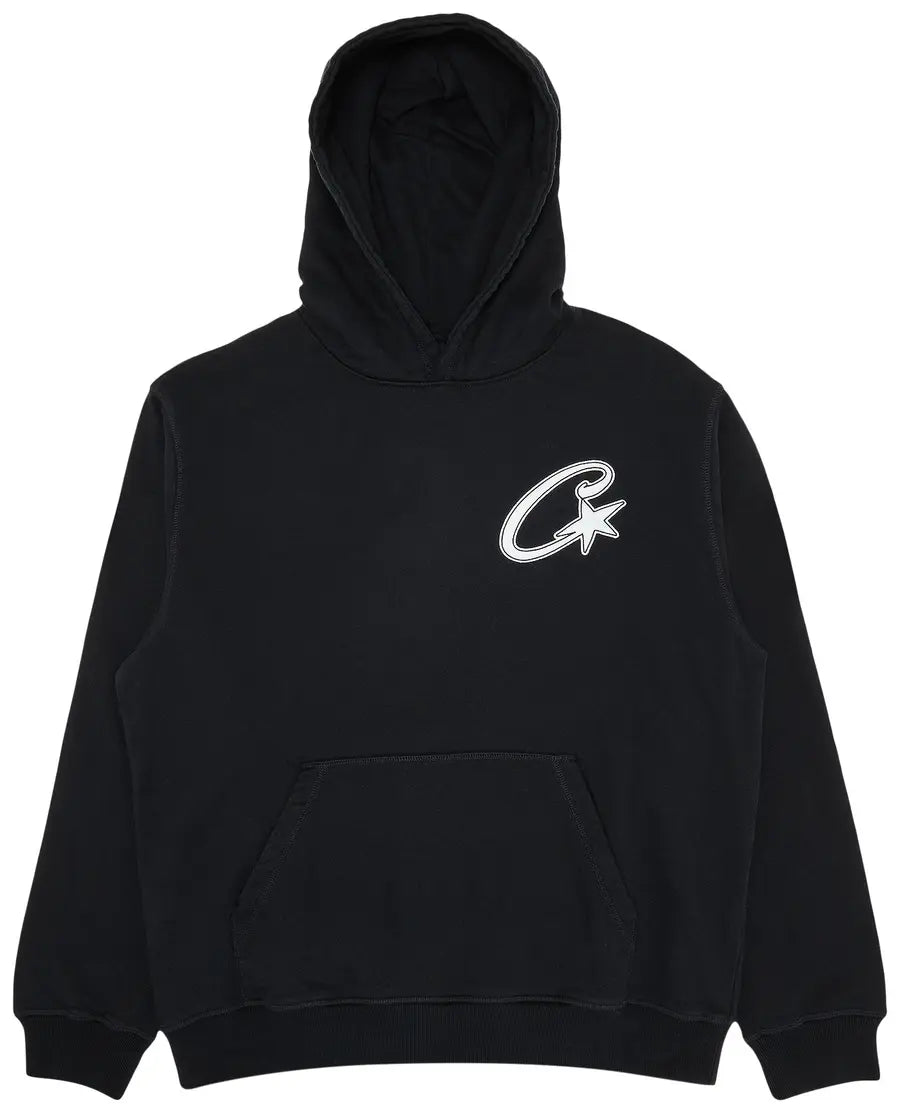 Corteiz Hoodie Satin C Star Applique Black