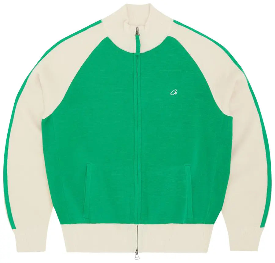 Corteiz Knit Zip Up Green & Cream