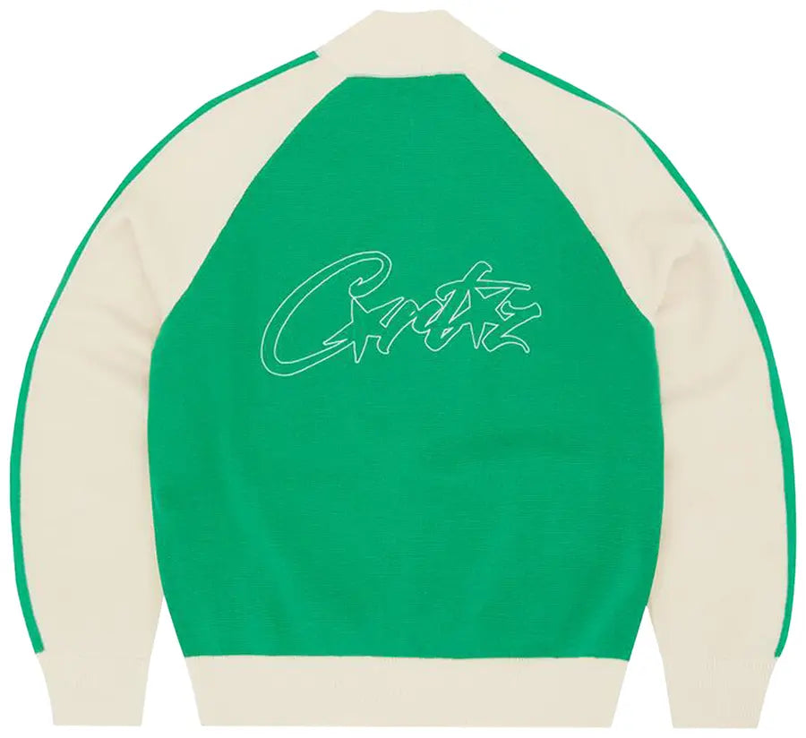 Corteiz Knit Zip Up Green & Cream
