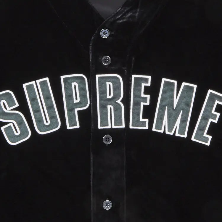 Supreme Velvet Baseball Jersey Black