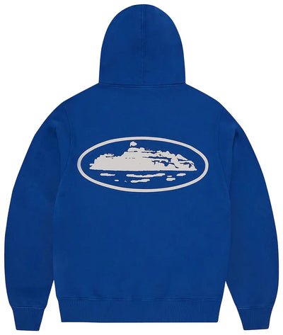 Corteiz Hoodie Zip Up Og Island Puff Print Washed Royal