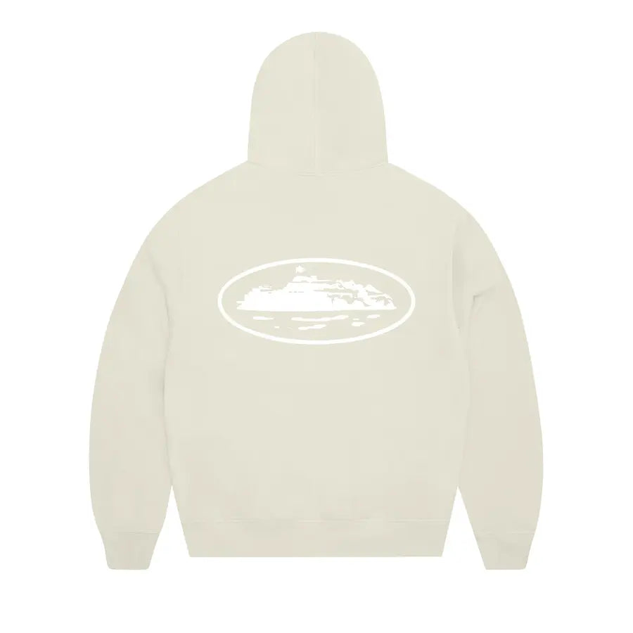 Corteiz Hoodie Zip Up Og Island Puff Print Off White