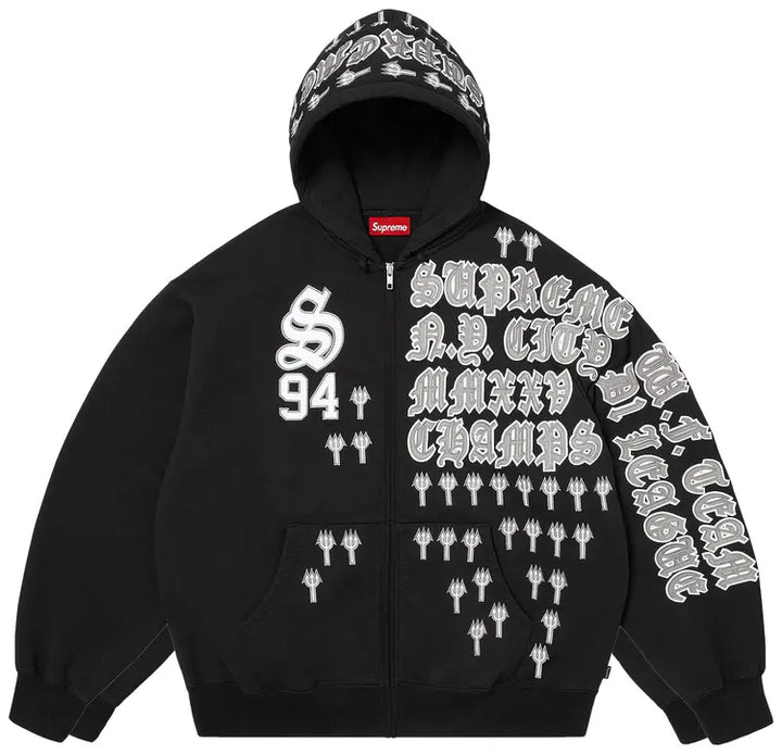 Supreme Zip Up Hoodie League Champs Black