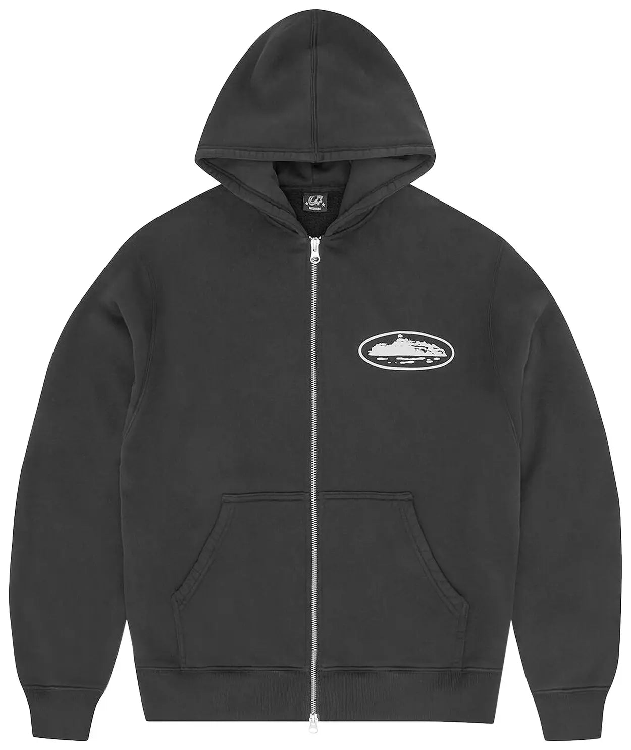 Corteiz Hoodie Zip Up Og Island Puff Print Black