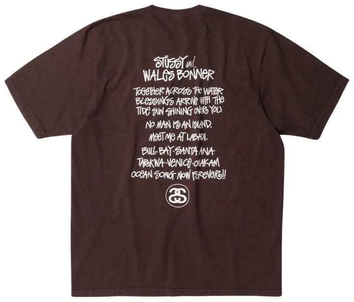 Stussy x Wales Bonner T Shirt Ocean Song Brown