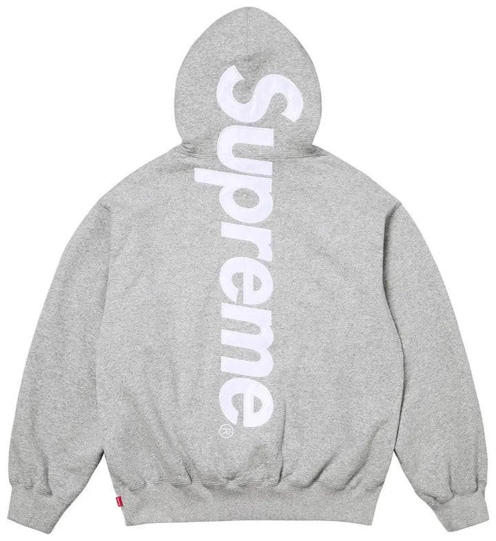 Supreme Hoodie Satin Appliqué Heather Grey