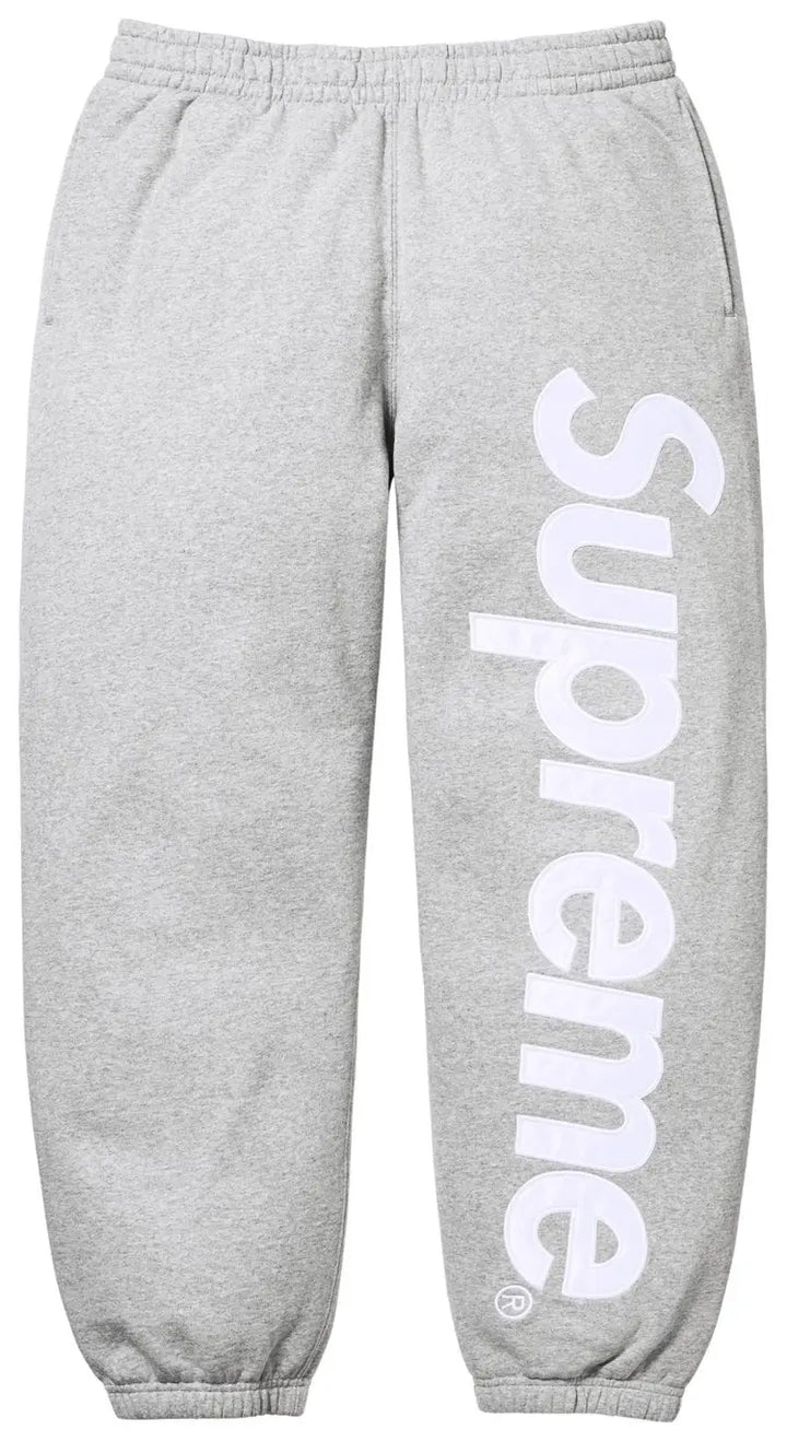 Supreme Sweatpants Satin Appliqué Heather Grey