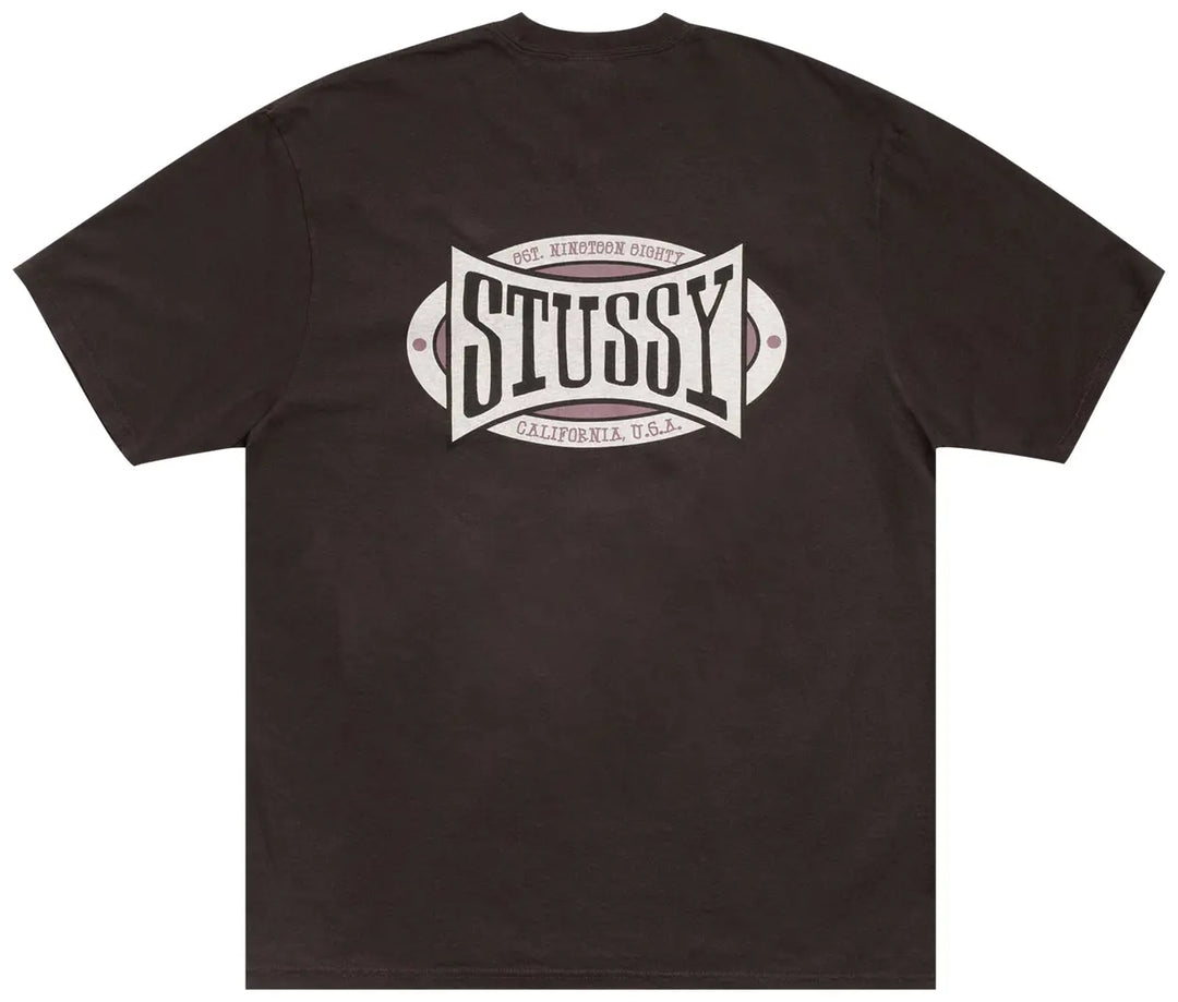 Stussy T Shirt Champion Oval Pigmented Faded Black