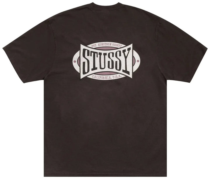Stussy T Shirt Champion Oval Pigmented Faded Black