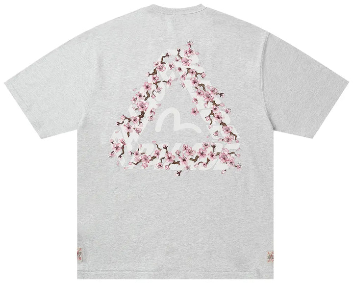 Palace x Evisu Heavy Wash T Shirt Grey Marl