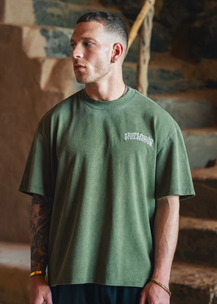 Last Lesson Script T Shirt Army Green