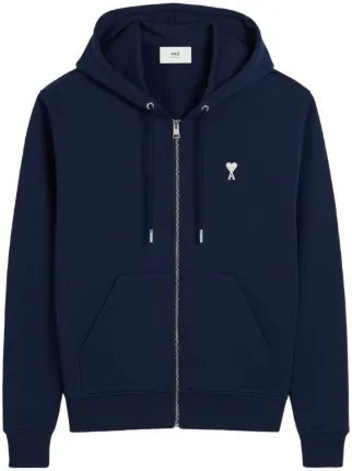 Ami Paris Zip Up Hoodie Ami De Coeur Night Blue