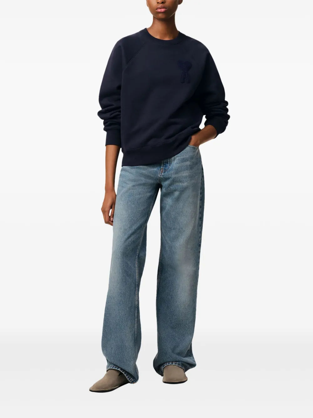 Ami Paris Sweatshirt De Coeur Patch Navy