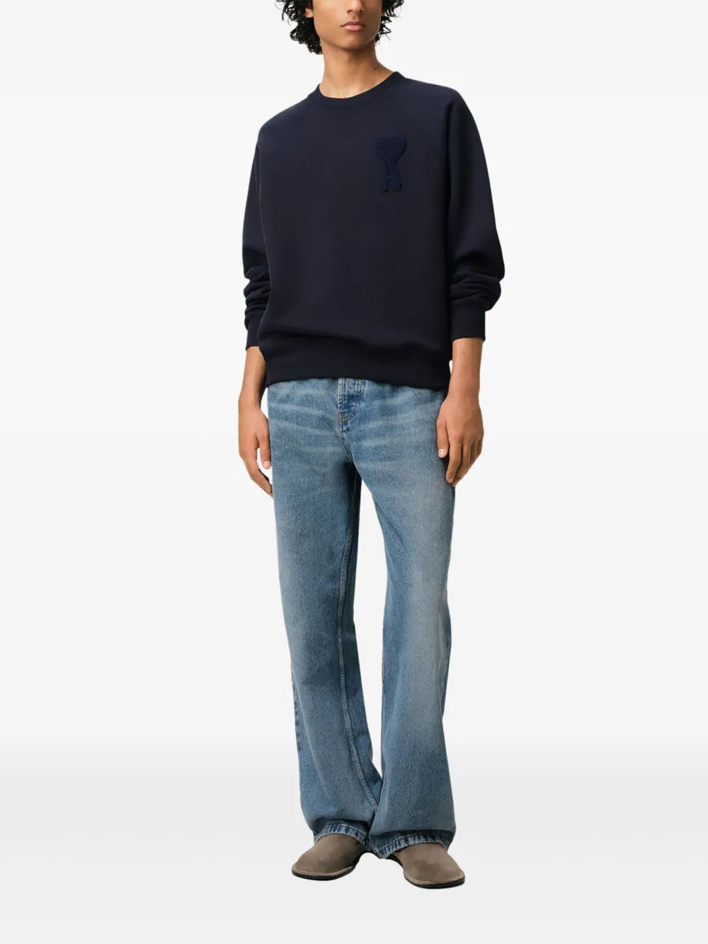 Ami Paris Sweatshirt De Coeur Patch Navy