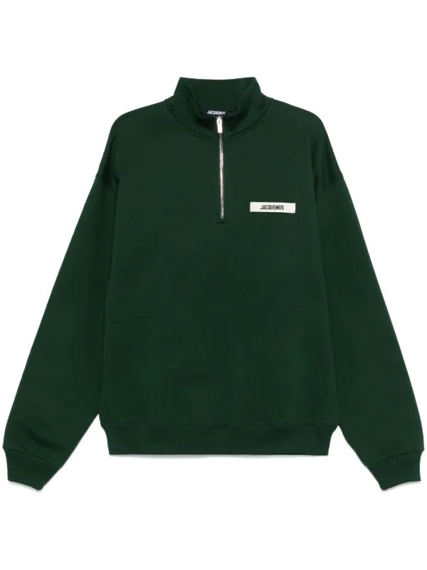 Jacquemus Quarter Zip Gros Grain Green