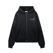 SIARR Sun Fade Zip Up Hoodie Black