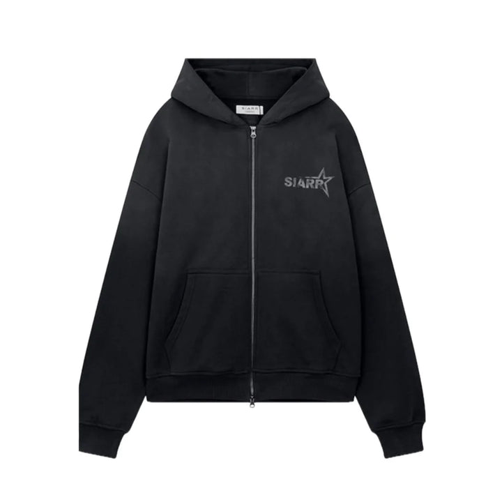 SIARR Sun Fade Zip Up Hoodie Black