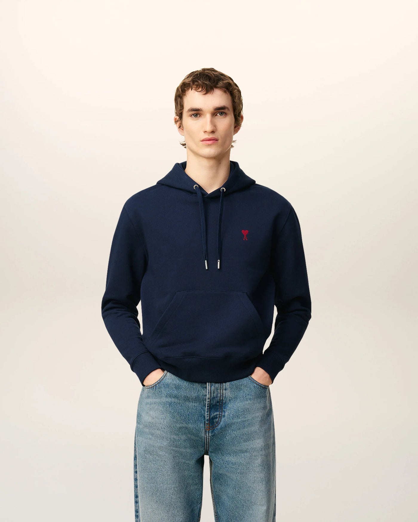 Ami Paris Hoodie Ami De Coeur Navy