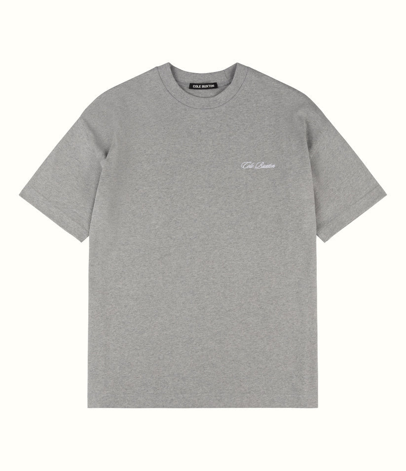 Cole Buxton T Shirt Classic Embroidery Grey Marl