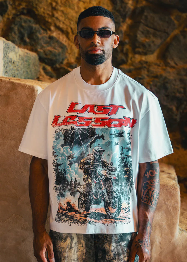 Last Lesson Track T Shirt White