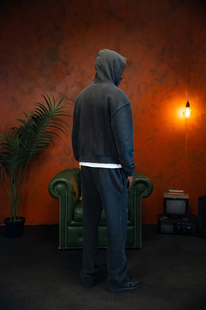 SIARR Washed Zip Through Hoodie Washed Back