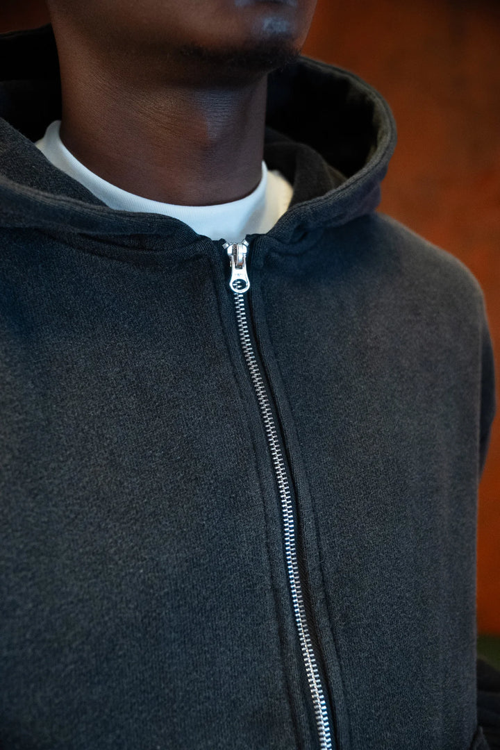 SIARR Washed Zip Through Hoodie Washed Back