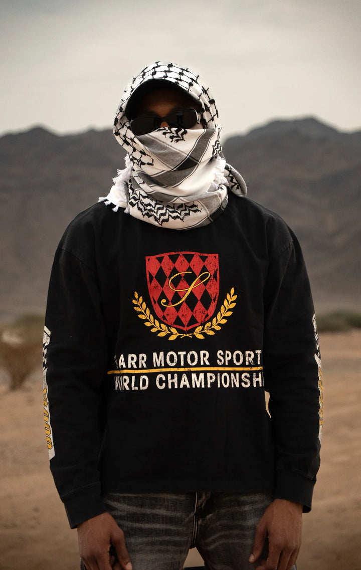 SIARR Motor Sport Long Sleeve T Shirt Washed Black