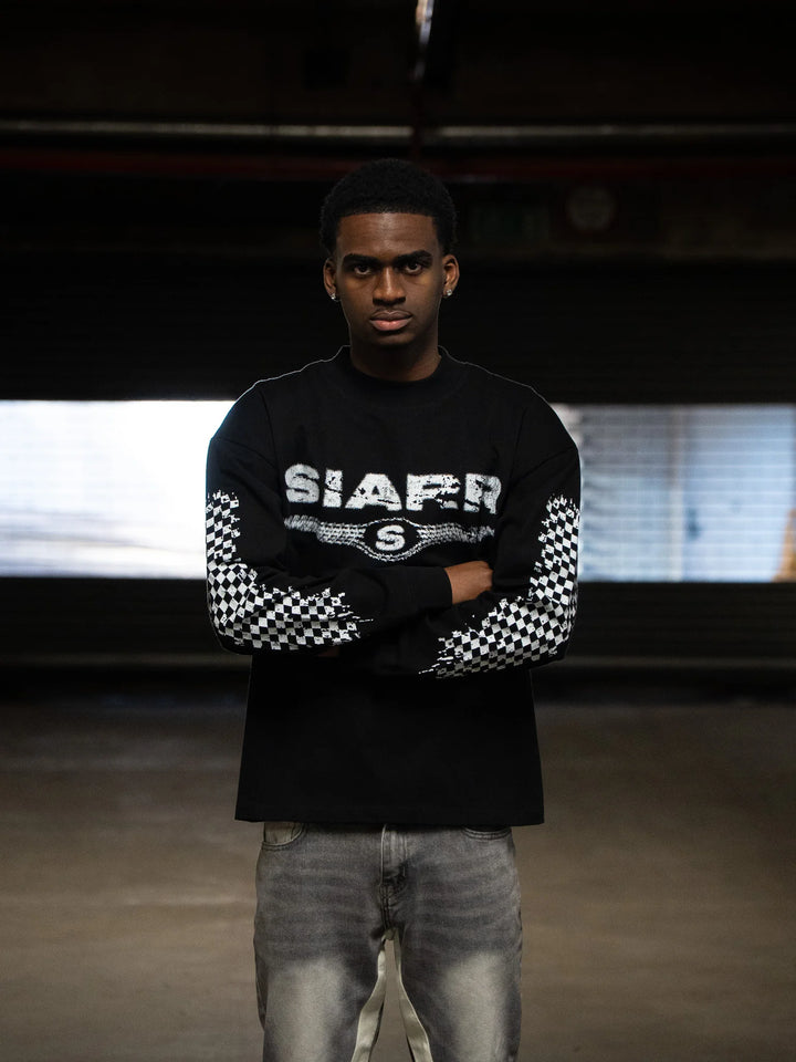 SIARR Chequered Long Sleeve T Shirt Black