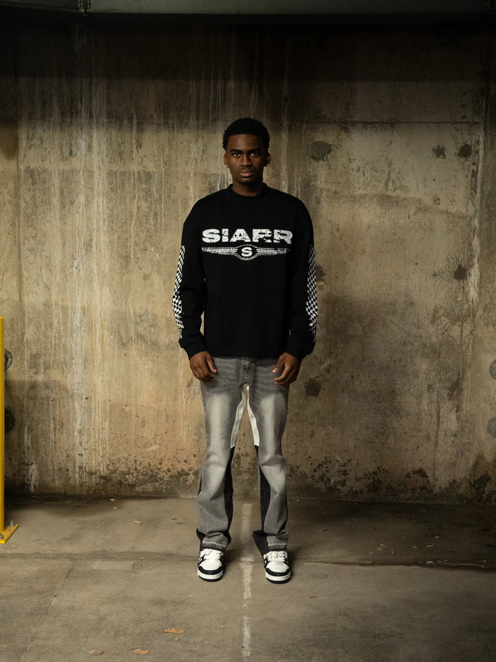 SIARR Chequered Long Sleeve T Shirt Black