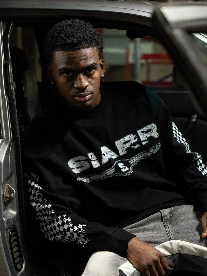 SIARR Chequered Long Sleeve T Shirt Black