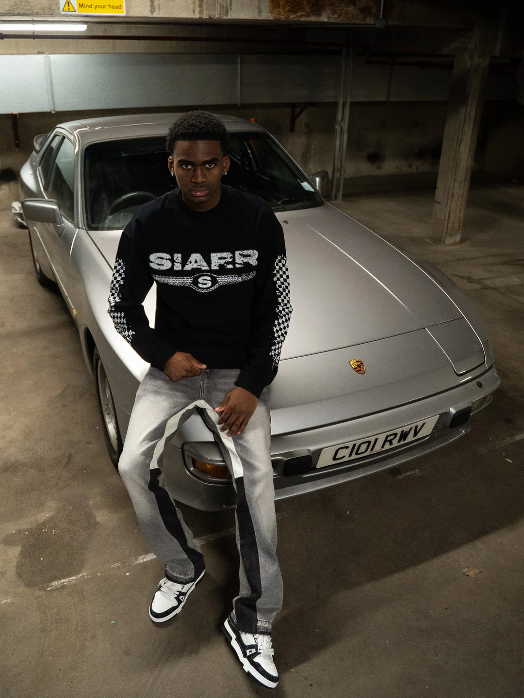 SIARR Chequered Long Sleeve T Shirt Black