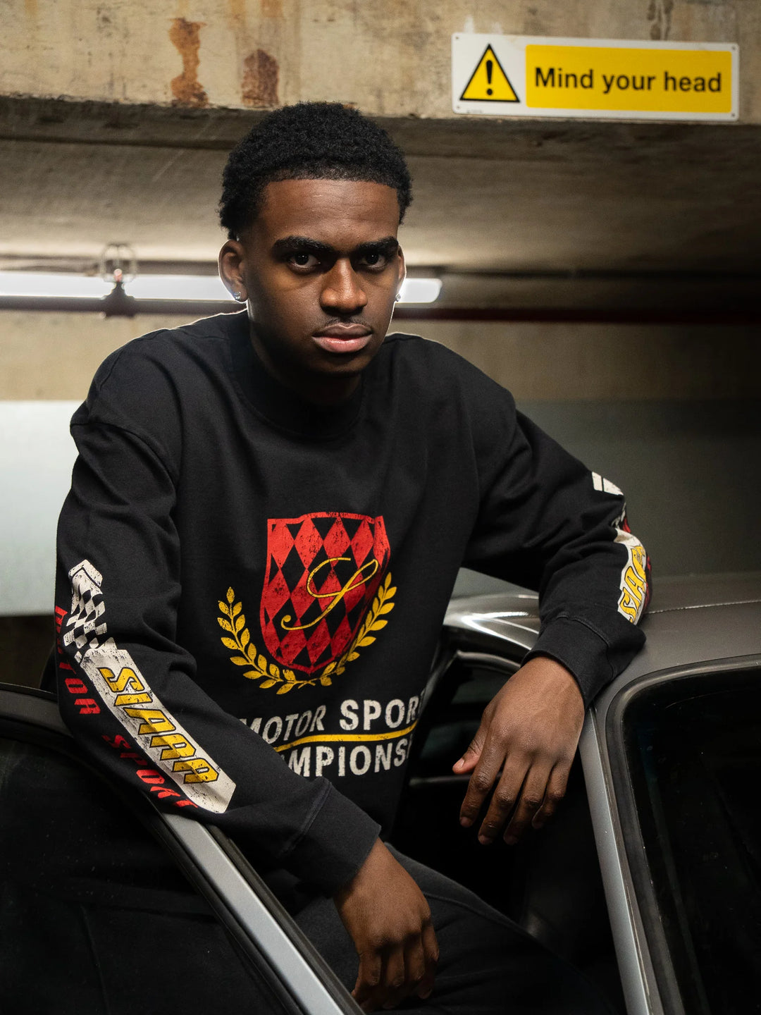SIARR Motor Sport Long Sleeve T Shirt Washed Black
