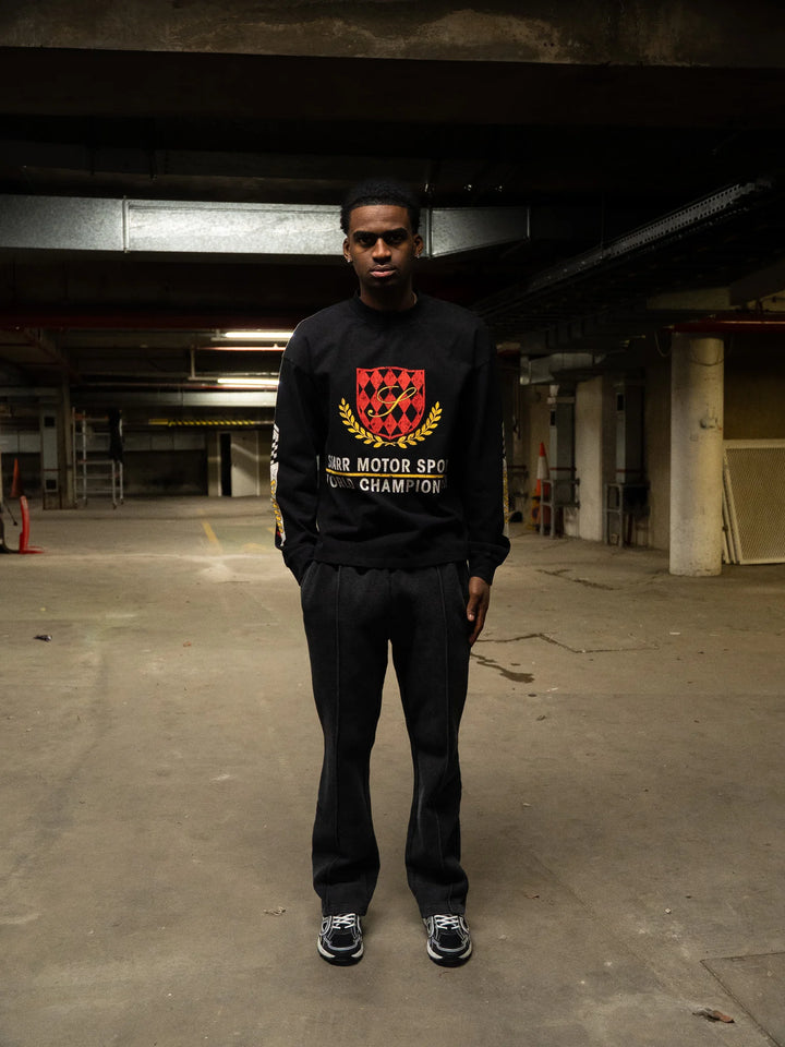 SIARR Motor Sport Long Sleeve T Shirt Washed Black