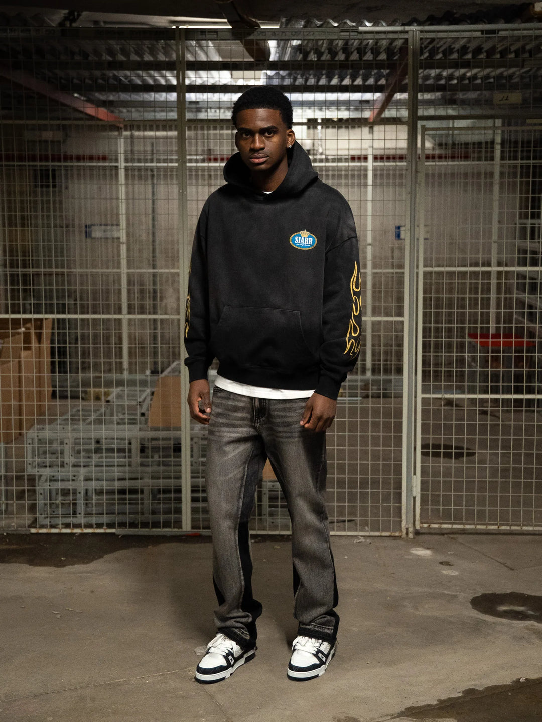 SIARR Crown Hoodie Washed Black