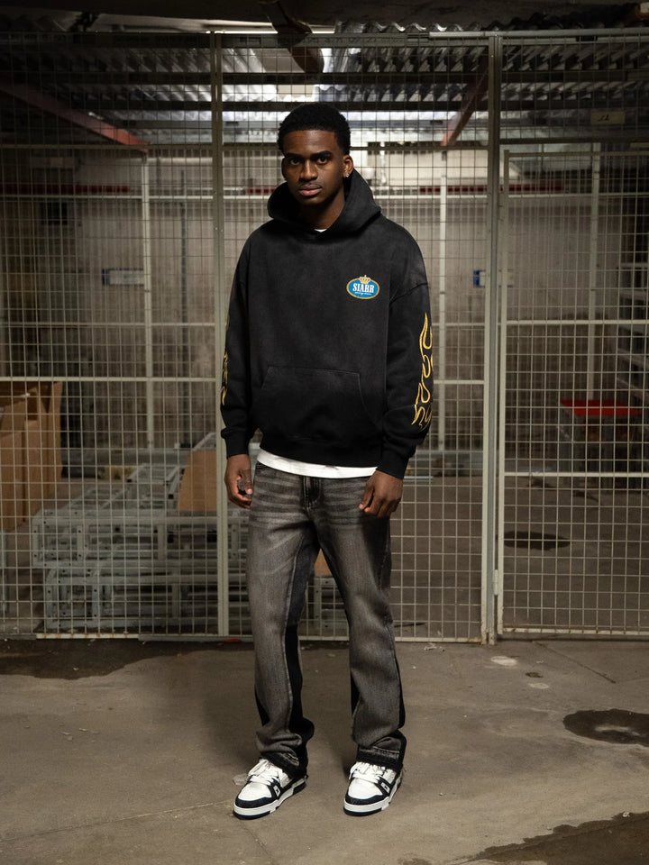SIARR Crown Hoodie Washed Black