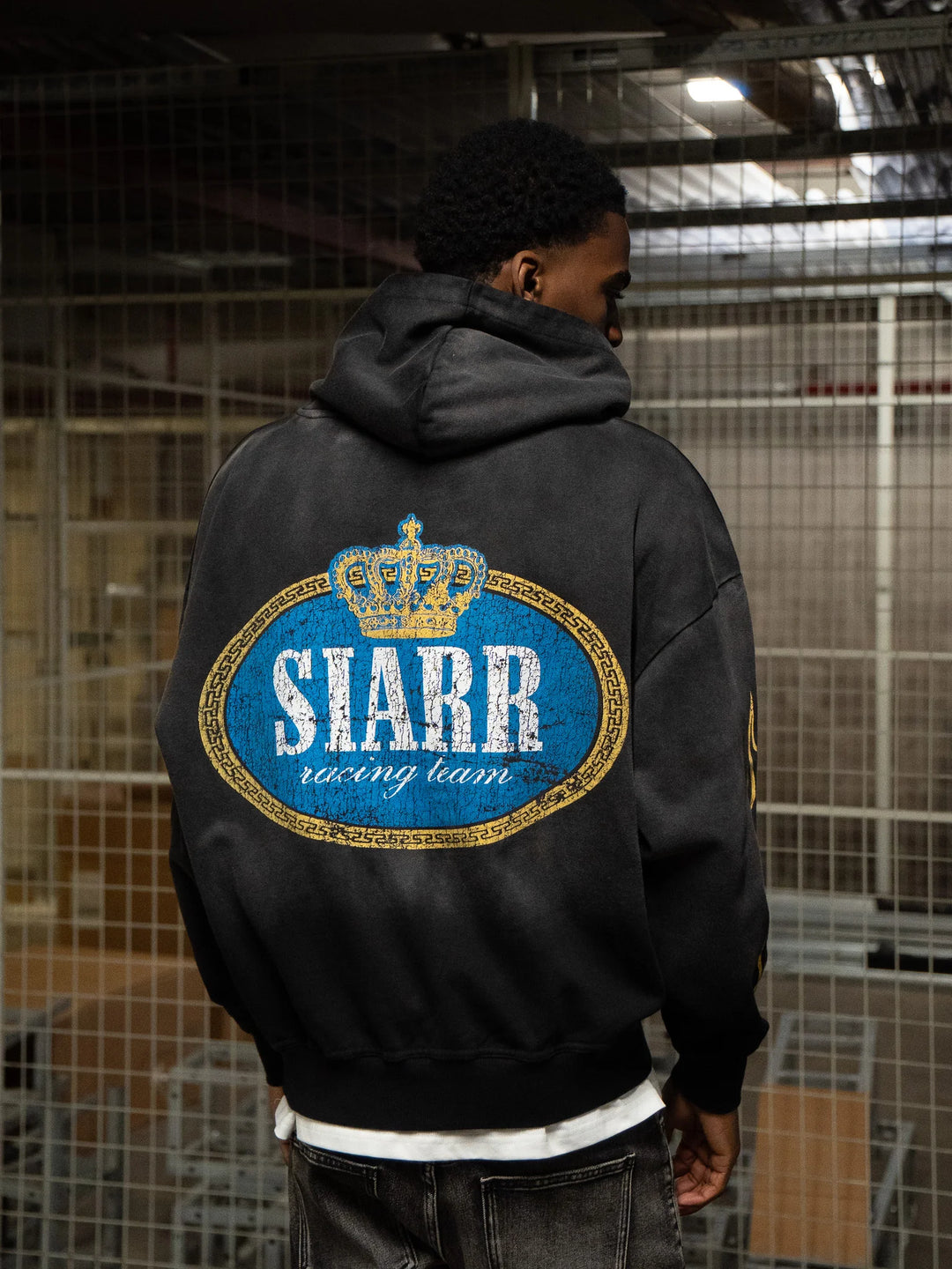 SIARR Crown Hoodie Washed Black