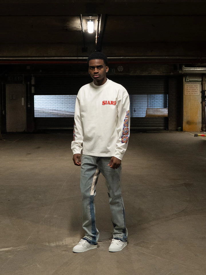 SIARR Floral Long Sleeve T Shirt Off White