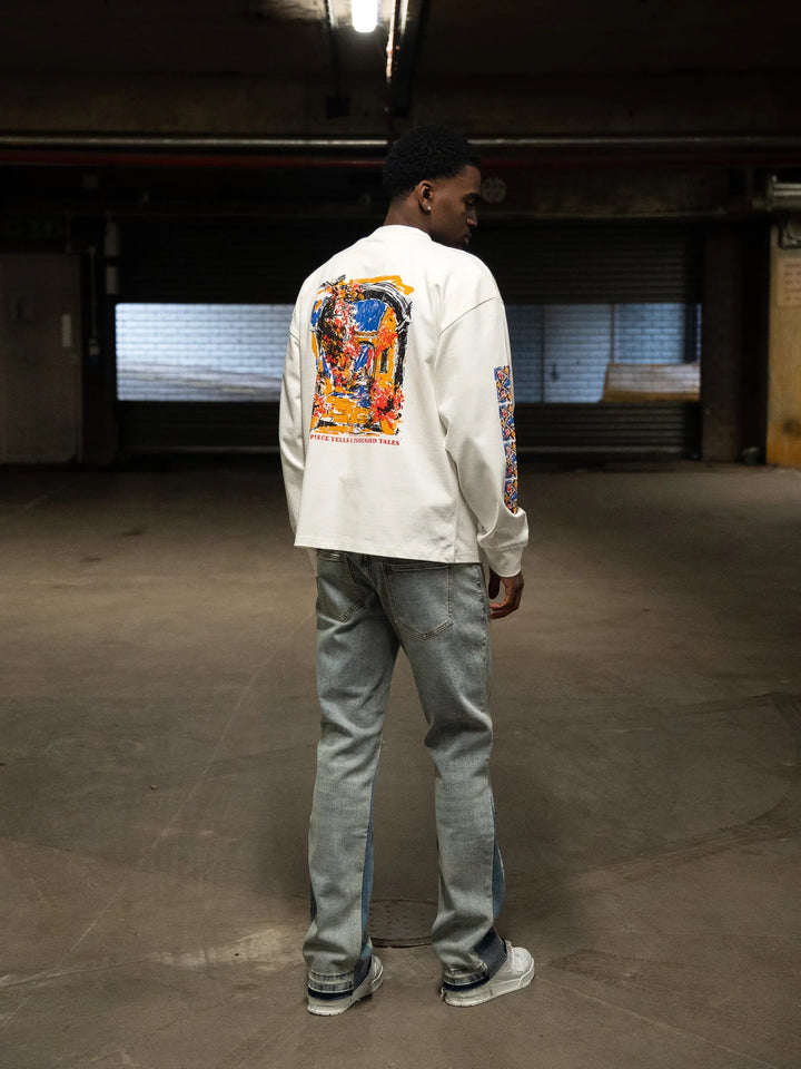 SIARR Floral Long Sleeve T Shirt Off White