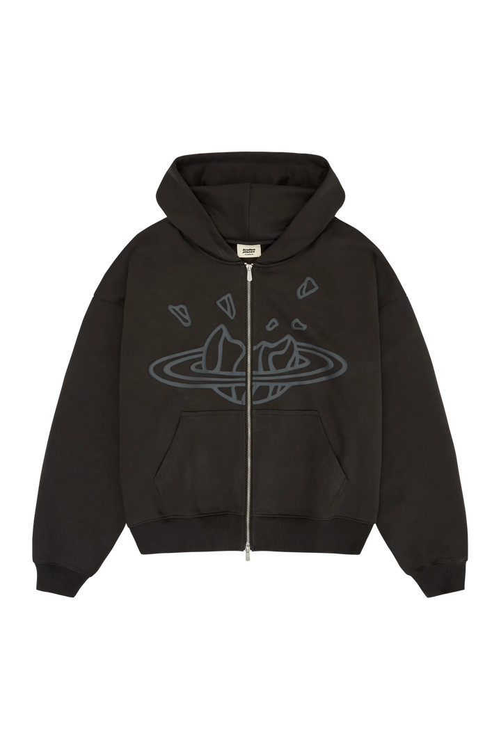 Broken Planet Market Soot Black Zip Up Hoodie